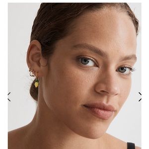 Enamel Lemon Twisted Huggie Hoop Earrings